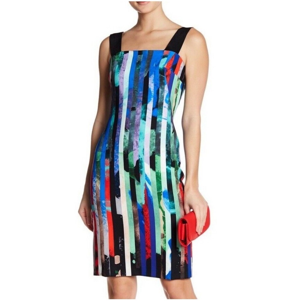 NEW $395 MSRP Milly Lorena Striped Pattern Dress Black Size 0 Cocktail NWT
